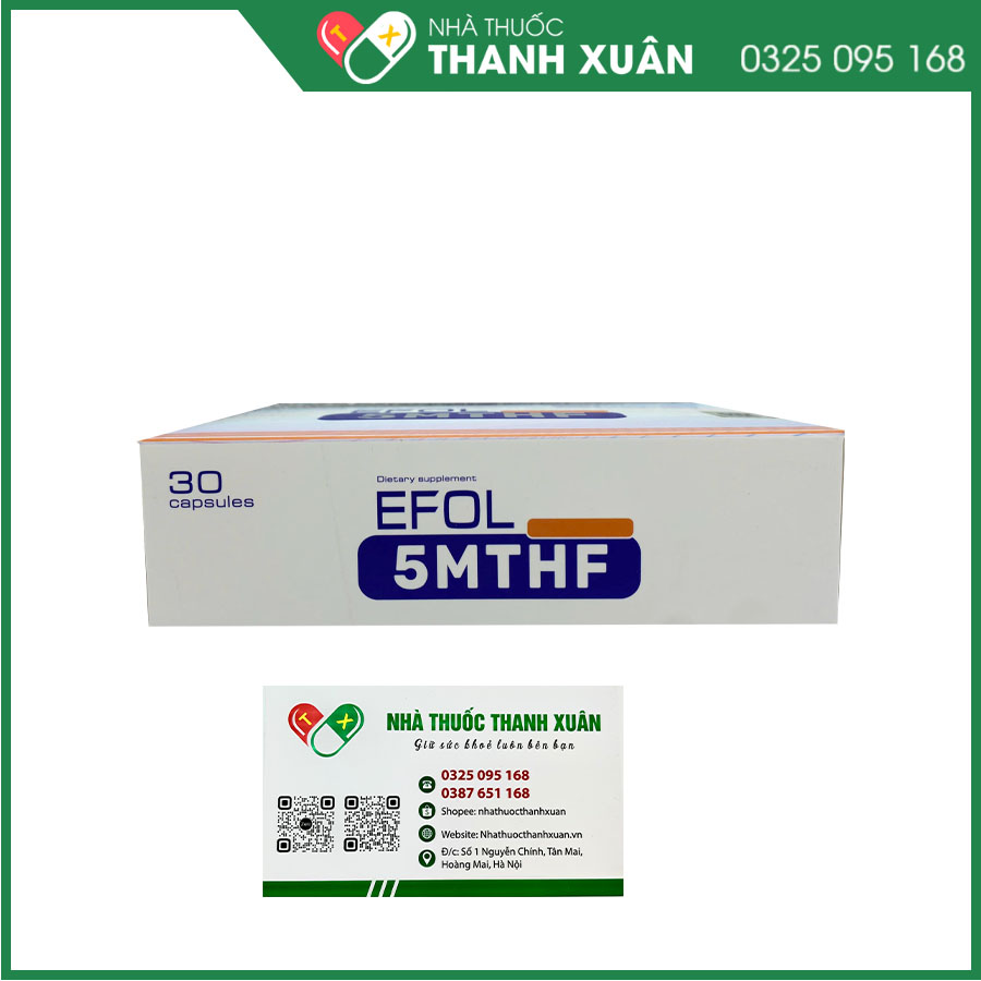 EFOL 5MTHF bổ sung 5-MTHF, hỗ trợ chuyển hóa acid folic, tăng khả năng sinh sản và ngừa dị tật